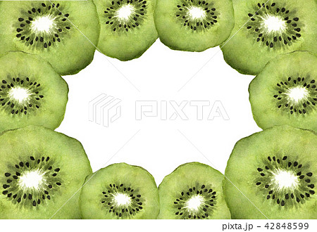 Slice of fresh kiwi fruit with place for text Slice of fresh kiwi fruit with place for text 42848599