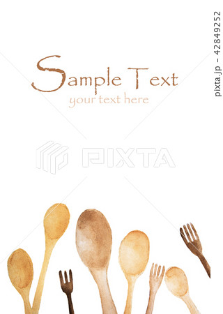 Wooden spoons and fork with place for tex 42849252
