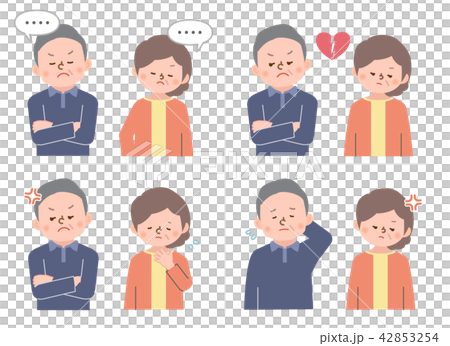 不仲なシニア・老夫婦のイラストセット 不仲なシニア・老夫婦のイラストセット 42853254