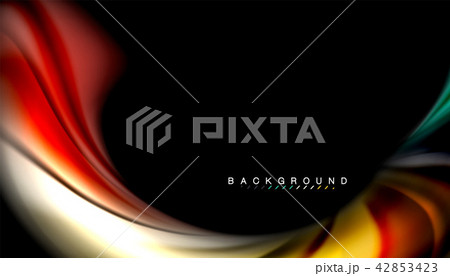 Fluid colors abstract background, twisted liquid design on black, colorful marble or plastic wave 42853423
