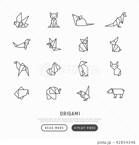 Origami thin line icons set Origami thin line icons set 42854346