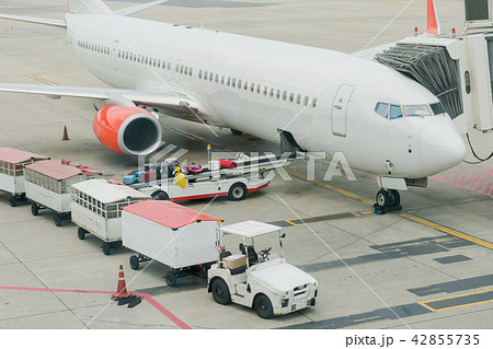 Loading cargo on plane in airport. cargo plane Loading cargo on plane in airport. cargo plane 42855735