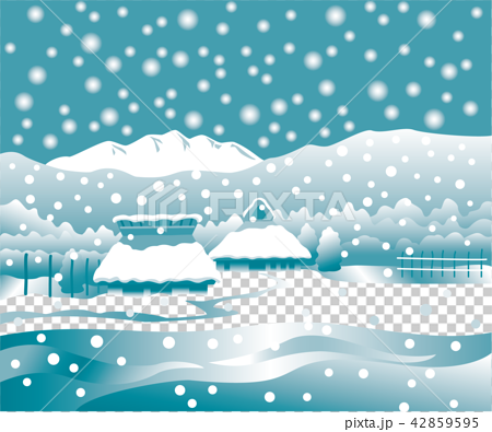 田舎の雪景色のイラスト素材