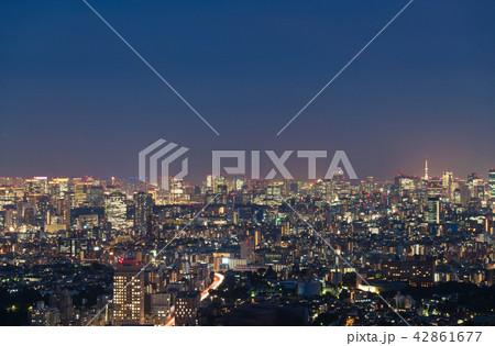 東京夜景・東京タワーと高層ビル群 東京夜景・東京タワーと高層ビル群 42861677