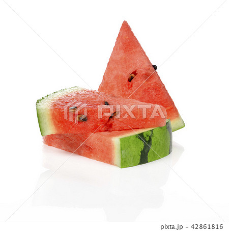Sliced ripe watermelon on white background Sliced ripe watermelon on white background 42861816