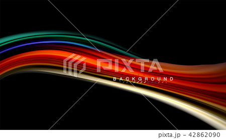 Fluid colors abstract background, twisted liquid design on black, colorful marble or plastic wave 42862090