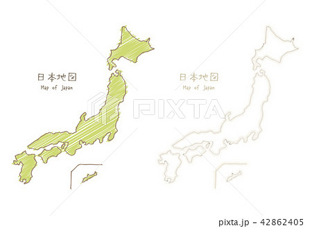 手書きの日本地図のイラスト素材