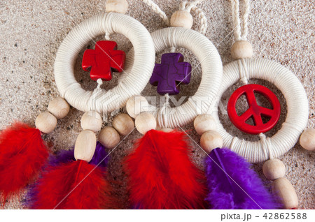 Bright dream catchers with crosses Bright dream catchers with crosses 42862588