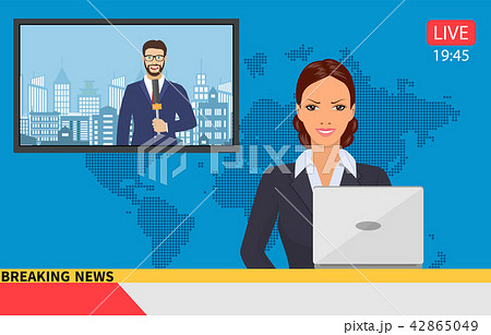 News anchor broadcasting 42865049