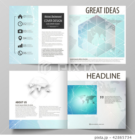 The vector illustration of the editable layout of two covers templates for square design bi fold The vector illustration of the editable layout of two covers templates for square design bi fold 42865734