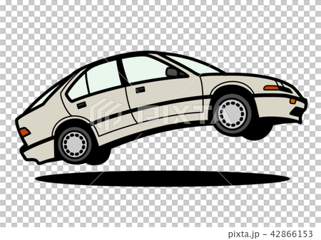 懐かしめ国産ハッチバック　ジャンプ　グレー　自動車イラスト 42866153