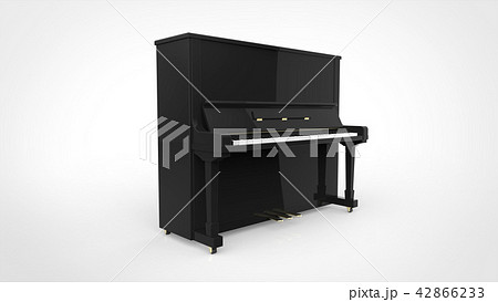 アップライトピアノ パース 白背景のイラスト素材