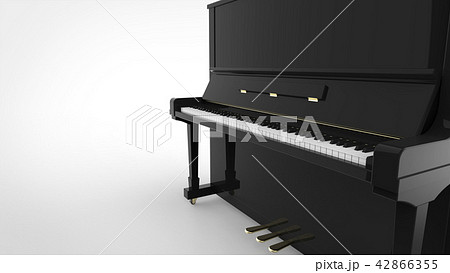 アップライトピアノ 白背景 左コピースペースのイラスト素材