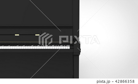 アップライトピアノ 正面 白背景 右コピースペースのイラスト素材