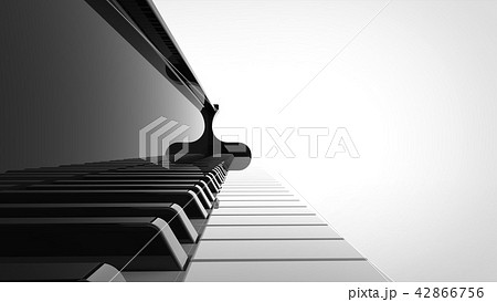グランドピアノ 鍵盤 寄り 白背景のイラスト素材