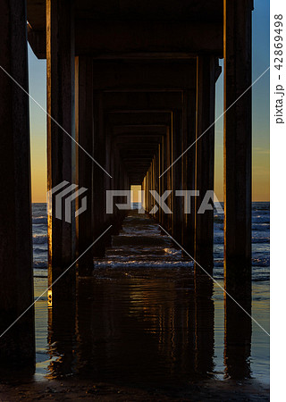 アメリカ・サンディエゴ・ラホヤ海岸の桟橋 ゴールデンアワー アメリカ・サンディエゴ・ラホヤ海岸の桟橋 ゴールデンアワー 42869498