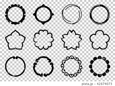 和風フレームセット2 はんこのイラスト素材