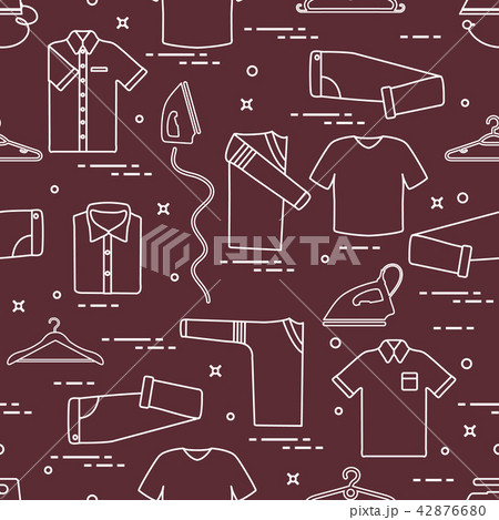 Pattern with irons, hangers and different clothes 42876680