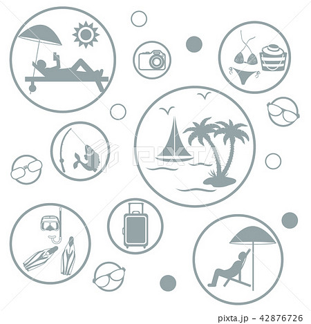 Set of stylized icons of traveler equipment and 42876726