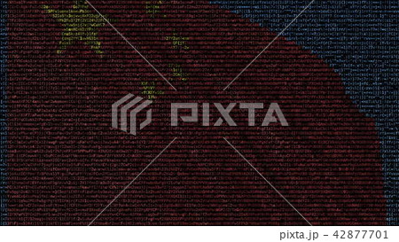 Waving flag of China made of text symbols on a computer screen. Conceptual 3D rendering 42877701