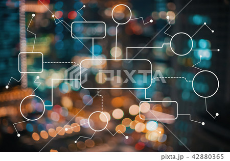 Flowchart with blurred city lights 42880365
