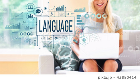 Language with woman using a laptop 42880414