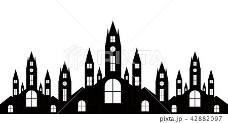 ハロウィン 城 教会 シルエット のイラスト素材