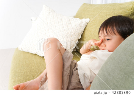 ソファで寝る男の子 ソファで寝る男の子 42885390