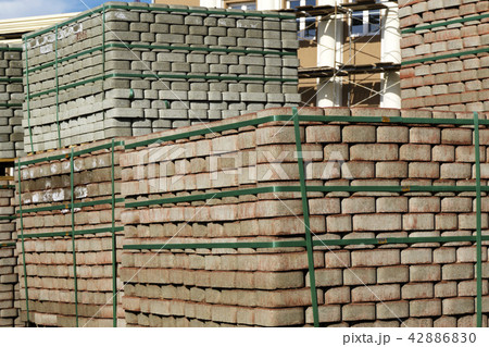 paving slabs packed in stacks 42886830