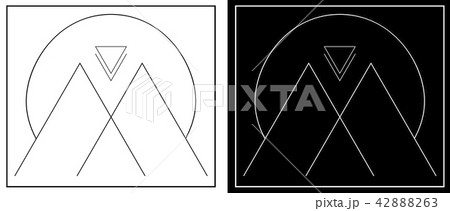 abstract mountains and sun from lines geometry minimalistic logo 42888263