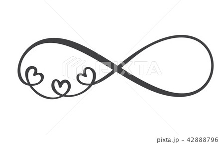 Love word In the sign of infinity. Sign on postcard to Valentine s day, tattoo, print. Vector 42888796