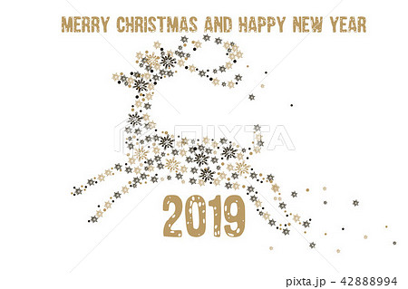 Merry Christmas And Happy New Year 2019 のイラスト素材 42888994 Pixta