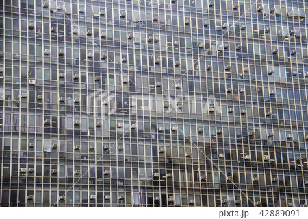 Business building entirely made of glass windows 42889091