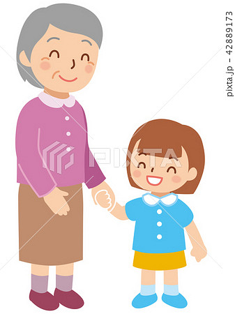 おばあちゃんと女の子 42889173