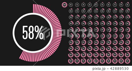 Set of circle percentage diagrams from 0 to 100 42889530