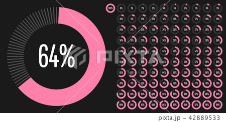 Set of circle percentage diagrams from 0 to 100 42889533