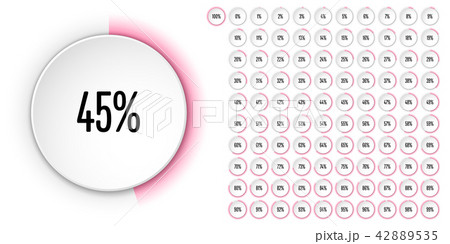 Set of circle percentage diagrams from 0 to 100 42889535