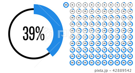 Set of circle percentage diagrams from 0 to 100 42889542