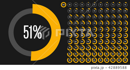 Set of circle percentage diagrams from 0 to 100 42889588
