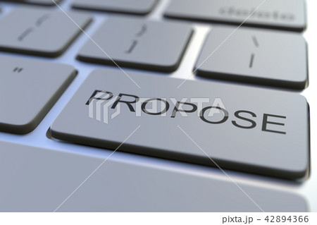 Close-up of PROPOSE key on the keyboard. 3D rendering Close-up of PROPOSE key on the keyboard. 3D rendering 42894366
