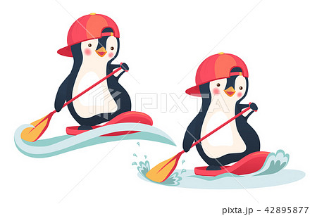penguin floating on a SUP board 42895877