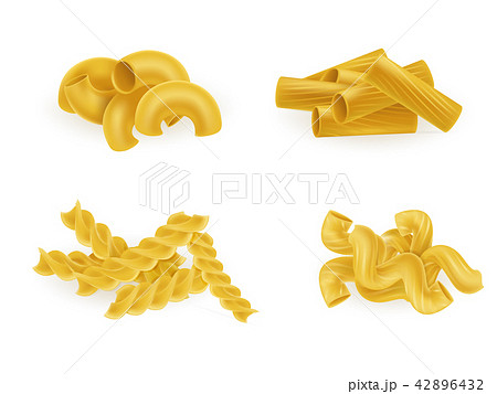 Pasta Types And Forms Realistic Setのイラスト素材