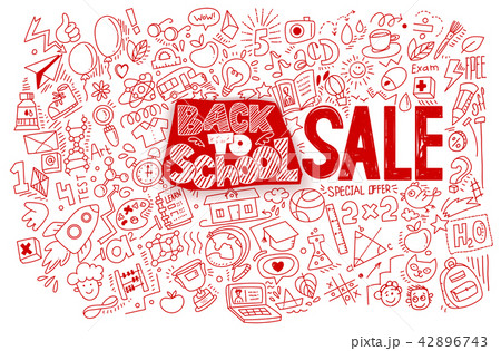 Hand-drawn back to school red doodles Hand-drawn back to school red doodles 42896743