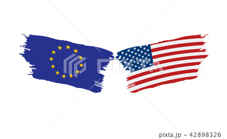European Union and American flags. Vector illustration. 42898326