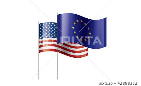 European Union and American flags. Vector illustration. 42898352
