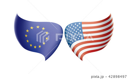 European Union and American flags. Vector illustration. 42898497