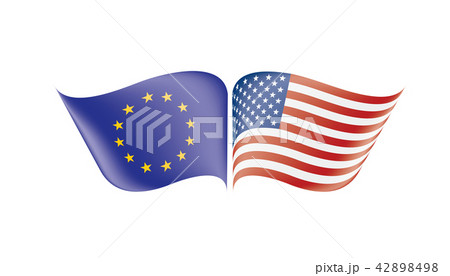European Union and American flags. Vector illustration. 42898498