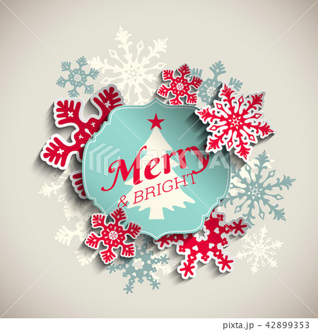 Text merry and bright with abstract snowflakes 42899353