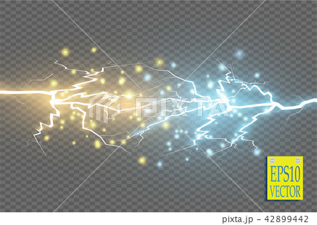 Collision of two forces with gold and blue light.  42899442