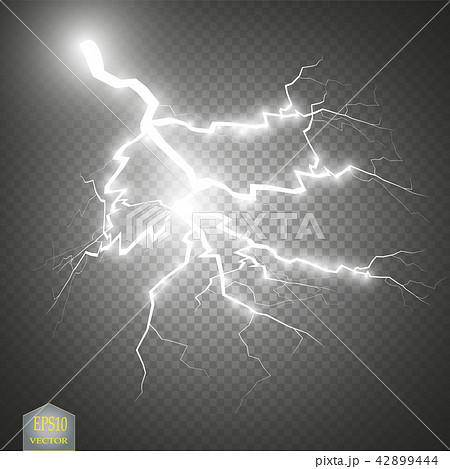 Set of lightnings. Thunder-storm and lightnings.  42899444